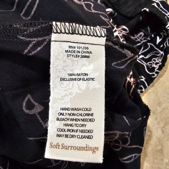 Women's Soft Surroundings Black White A-Line Maxi Skirt Flowy Lightweight Size L - Picture 6 of 6